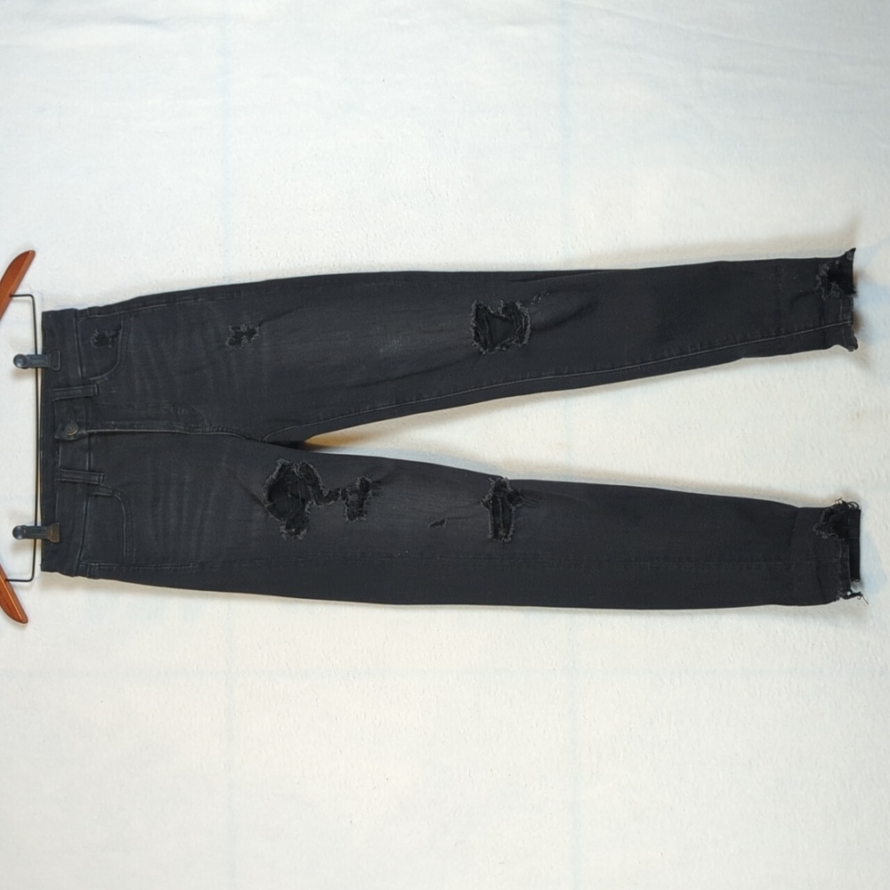 American Eagle Black Distressed Hi-Rise Stretch‎ Jeggings 00
